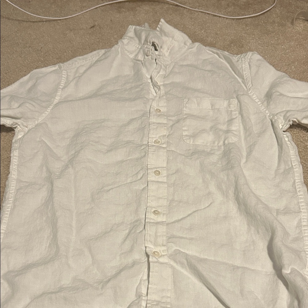 L.L. Bean White Casual Button Down Shirt